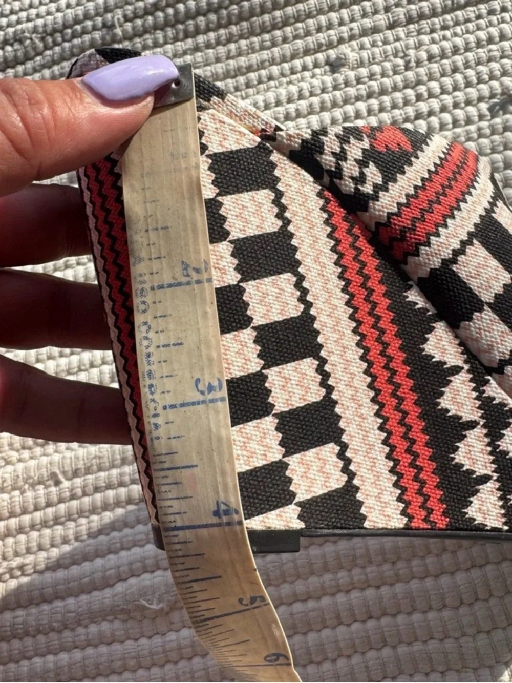 Gianni Bini Geometric Woven Peep Toe Wedge Mules Burnt orange & Black Size 9